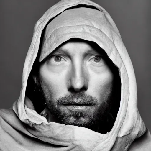 Prompt: imitator lookalike thom yorke singer songwriter imitator, ultrafine detail, hyper realistic face, beautiful eyes, chiaroscuro, associated press photo, eyes reflecting into eyes reflecting into infinity