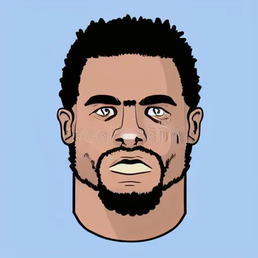 Prompt: portrait of a football player looking slightly Annoyed, illustration