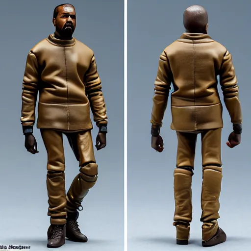 Image similar to Kanye West action figure, 5 points of articulation, full body, 4k, highly detailed