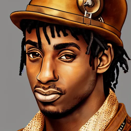 Image similar to playboi carti in steampunk style digital art 4 k the detailed super realistic