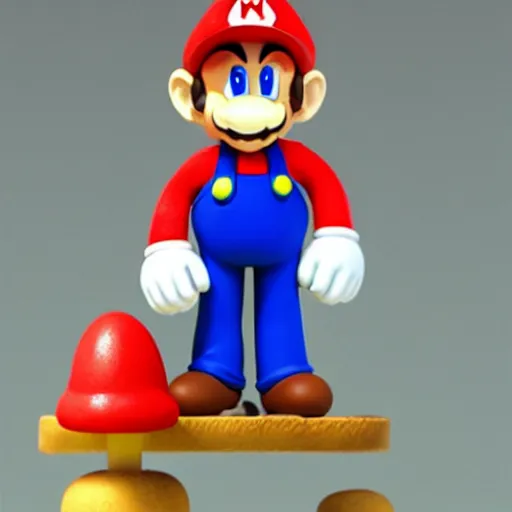 Image similar to cursed claymation mario holding a mushroom