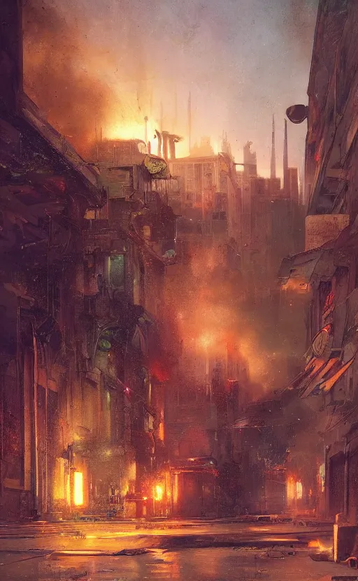 Image similar to detroit ghetto by raphael lacoste and adrian smith and delphin enjolras and daniel f. gerhartz