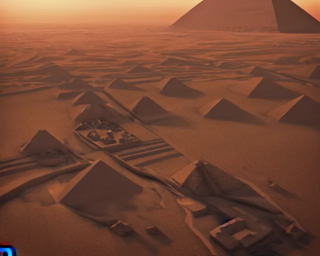 Image similar to pyramids of egypt, octane render, cgsociety, high detailed, 8 k, cinematic composition, detailed shading