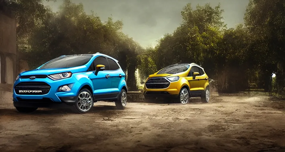 Prompt: ford ecosport in villa front seadigital artultra realisticultra detailed ultra wide Lens art by greg rutkowski