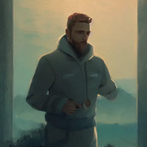 Prompt: very very very aesthetic stunning portrait of a man in a serene environment by artstation, art deco, cinematic lighting