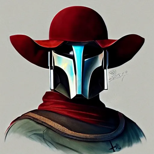 Prompt: Portrait of Django Fett, Cowboy Mandalorian, Star wars Concept art trending on cgsociety