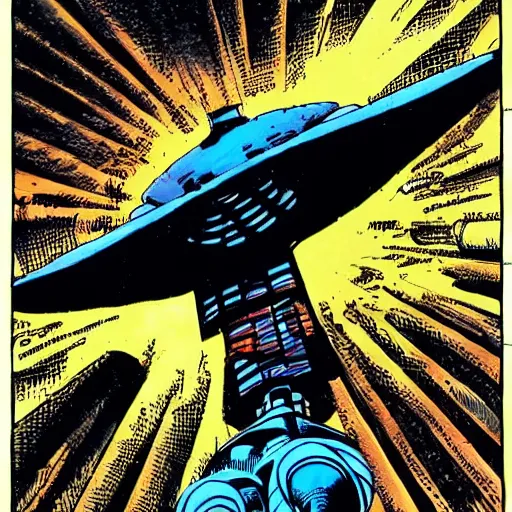 Prompt: a huge spaceship fighting aliens by frank miller.