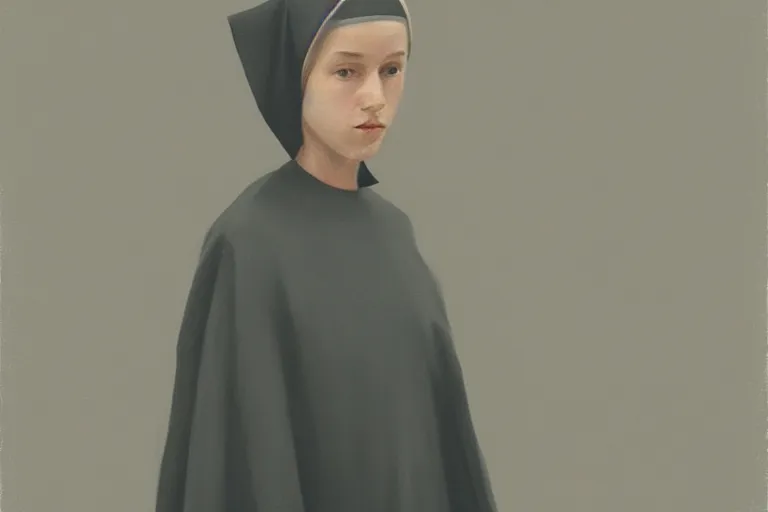 Prompt: young nun fashion model portrait artwork by tim eitel