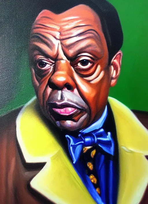 Image similar to portrait of del boy trotter, close up, highly detailed, radiant lighting, realistic, magical background, sharp, painting