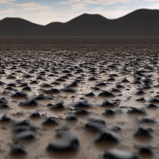 Image similar to a thousand eyeballs peeking through a sea of mud, epic landscapes, 4 k, 8 k