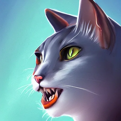 Image similar to cat with shark tail, smooth, artstation, digital illustration