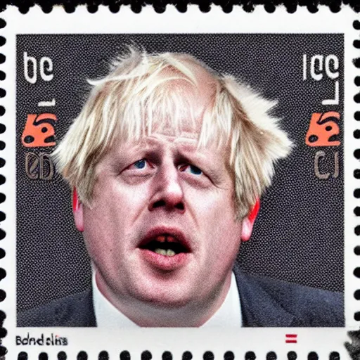 Image similar to boris johnson on a vintage mailing stamp