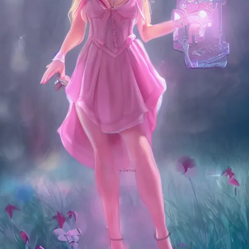 Image similar to pink dress aerith aeris by logan cure, BangkuART, sakimichan, yan gisuka, zeronis, dan eder, nick silva, Ja Mong, 4k, artstation