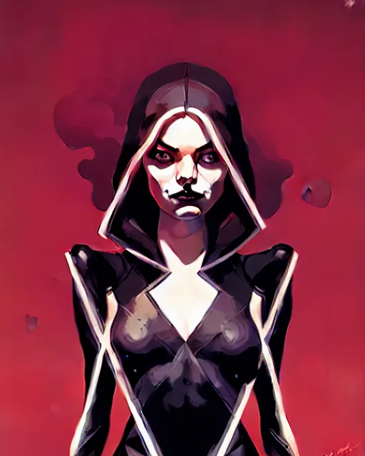 Image similar to rafael albuquerque comic art, peter mohrbacher, phil noto, artgerm, pretty emma stone venom marvel, symmetrical eyes