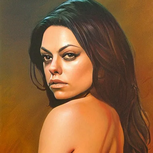 Prompt: mila kunis painted by boris vallejo