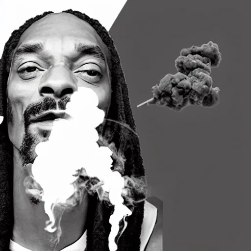 Prompt: snoop dogg exhaling a smoke cloud in the shape of snoop dogg