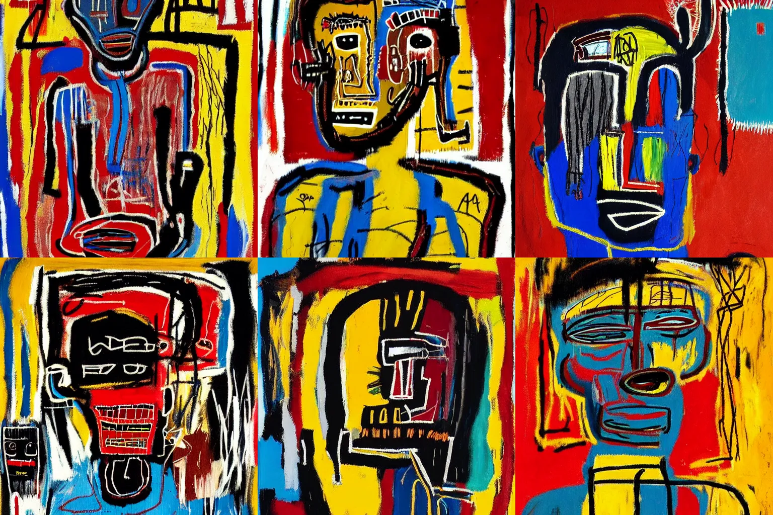 Image similar to painting of an african man by jean-michel basquiat