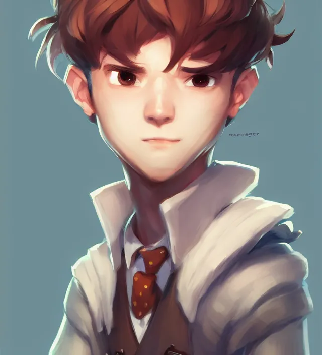 Image similar to character concept art of a cute young male anthropomorphic character | | cute - fine - face, pretty face, key visual, realistic shaded perfect face, fine details by stanley artgerm lau, wlop, rossdraws, james jean, andrei riabovitchev, marc simonetti, and sakimichan, trending on artstation