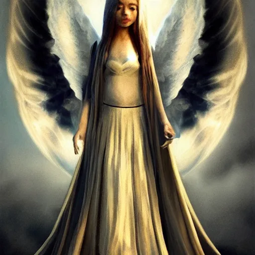 Prompt: an angel waiting in multiuniverse for another angel who is coming from parallel universe, realistic, concept art trending on artstation, golden ratio,