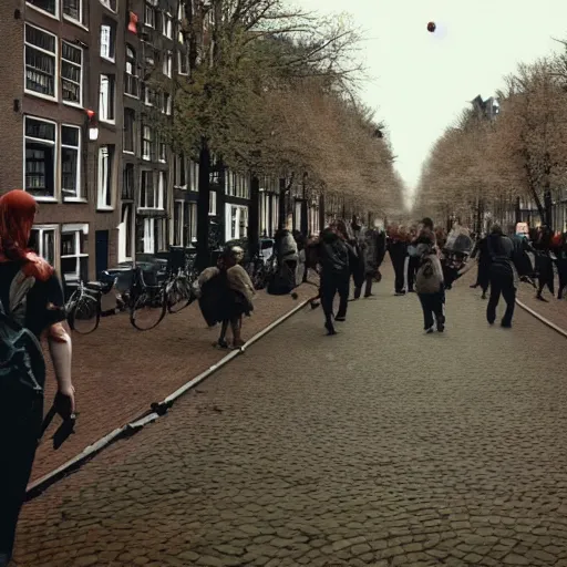 Prompt: Amsterdam in a zombie apocalypse