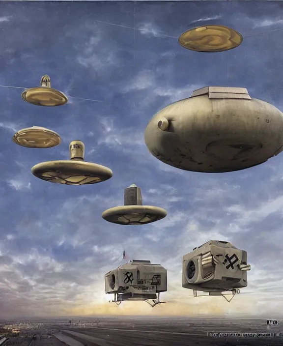Image similar to nazi ufos by denys tsiperko and bogdan rezunenko, hyperrealism
