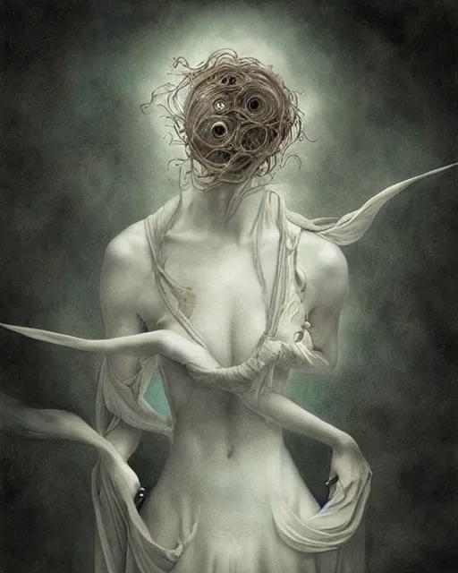 Image similar to conjuring an image from noise, by michael parkes, brooke shaden, and greg rutkowski, intricate, artgerm