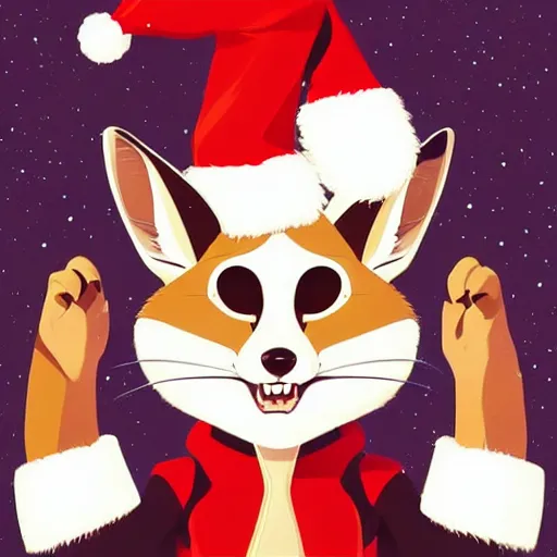 Prompt: fennec fox wearing a santa hat on their head, clean cel shaded vector art. shutterstock. behance hd by lois van baarle, artgerm, helen huang, by makoto shinkai and ilya kuvshinov, rossdraws, illustration, studio ghibli