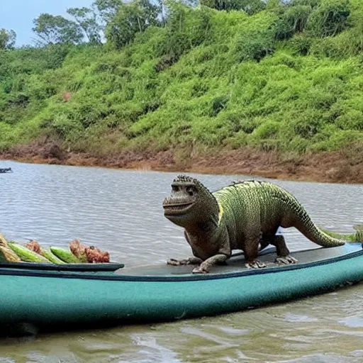 Prompt: 🦖🐗🍍🛶