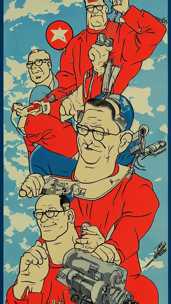 Prompt: Hank Hill, highly detailed Soviet propaganda poster, by Iraklij Toidze