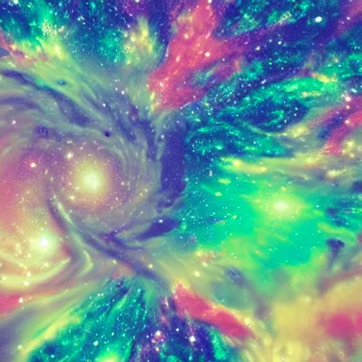 Image similar to < Swirly galaxy made of milk swirls with splashes, nebula, celestial, planets as corn flakes and strawberry, astronomical, cosmic glow, translucent, depths of space, fluid, ultra clear material, epic,3D concept art, octane render, unreal render, tasty, cinematic lighting, intricate details