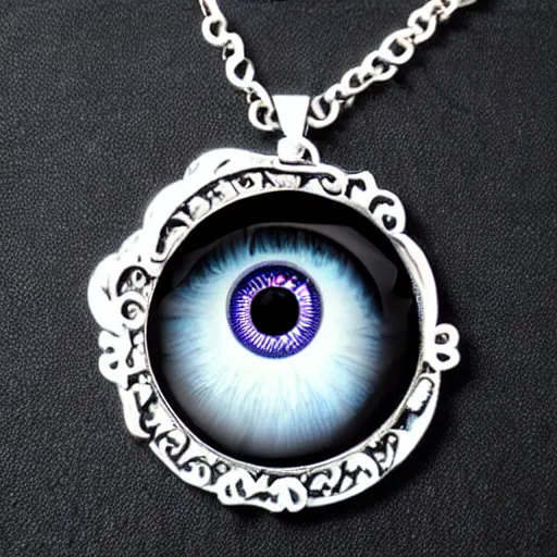 Prompt: necro eyeball artnouveau necklace