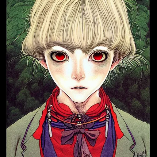 Image similar to prompt : portrait alchemist painted in miyazaki color style drawn by katsuhiro otomo and takato yamamoto, inspired by fables, china doll face, smooth face feature, intricate oil painting, high detail, sharp high detail, manga and anime 2 0 0 0