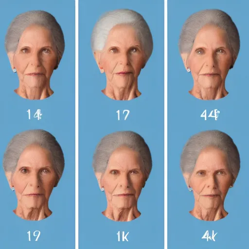 Image similar to series of photos of aging female 4k