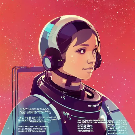 Image similar to model jessica alba light novel illustration as an astronaut by makoto shinkai by victo ngai by