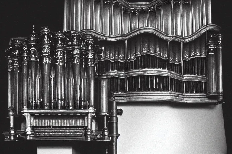 Prompt: pipe organ made entirely of dark smoke, 8 0 mm film, high detail