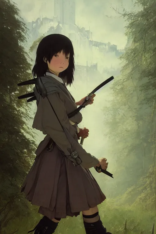 Prompt: miyazaki aoi as mathilda, school uniform, battle warrior, lord of the rings, tattoos, decorative ornaments, by carl spitzweg, ismail inceoglu, vdragan bibin, hans thoma, greg rutkowski, alexandros pyromallis, perfect face, fine details, realistic shading, photorealism