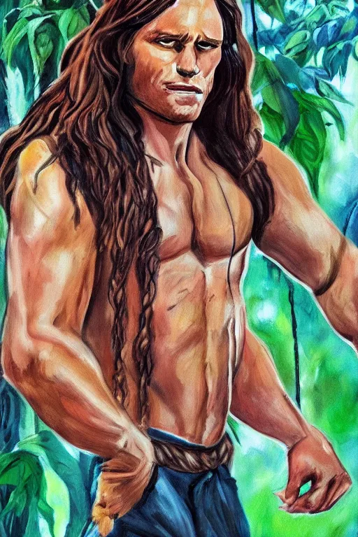 Image similar to disney's tarzan, solo portrait, 🎨🖌