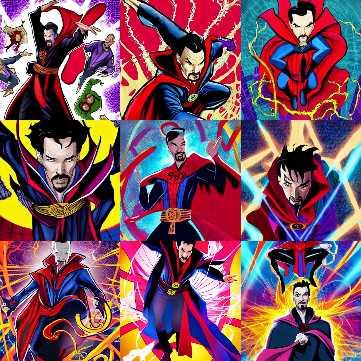 Prompt: dr strange in the style of spiderverse