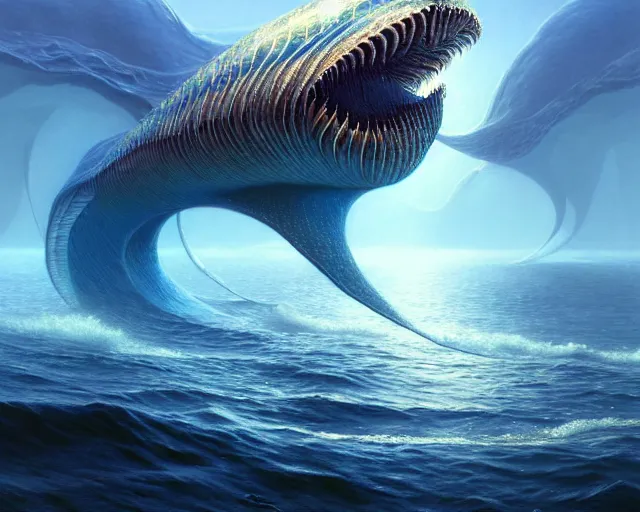 Image similar to a hyper - detailed 3 d render of aquatic creatures of the cresting waves, surrealism!!!!! surreal concept art, lifelike, photorealistic, digital painting, aesthetic, smooth, sharp focus, artstation hd, by greg rutkowski, bruce pennington, valentina remenar and asher duran,