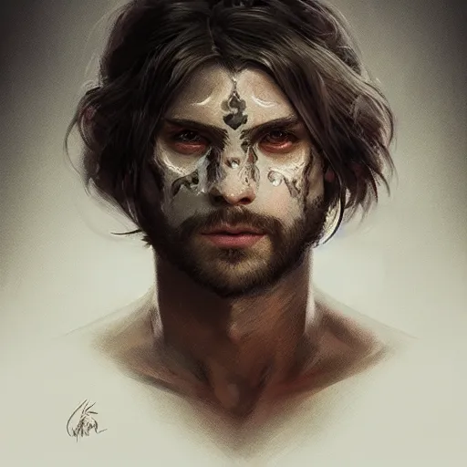 Prompt: portrait of knight, white eyes, white long hair, scar on face, handsome, elegant, intricate, headshot, highly detailed, digital painting, artstation, concept art, sharp focus, illustration, art by artgerm and greg rutkowski and alphonse mucha