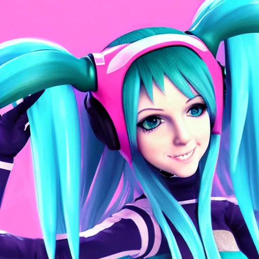 Image similar to anna kendrick as hatsune miku, artstation