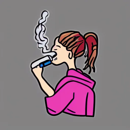 Prompt: sticker illustration of a vaping girl
