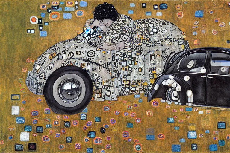 Image similar to gustav klimt vw beetle