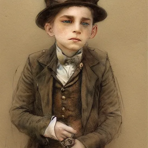 Image similar to (((((portrait of boy dressed as steampunk detective . muted colors.))))) by Jean-Baptiste Monge !!!!!!!!!!!!!!!!!!!!!!!!!!!