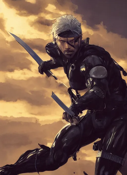 Prompt: a photorealistic hyperrealistic render of a raiden metal gear solid wielding a katana sword and wearing a asian conical hat, huge lightning from his hands, greg rutkowski, wlop, artgerm, dramatic moody sunset lighting, long shadows, volumetric, cinematic atmosphere, octane render, artstation, 8 k