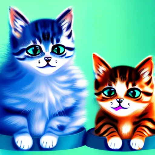 Prompt: cute cat family wearing blue crowns , digital art , trending on artstation , 4k , HD