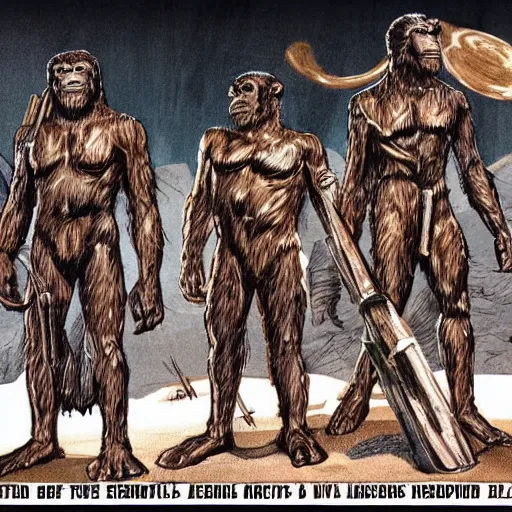 Image similar to planet of the apes in the bronze age highly detailed concept art