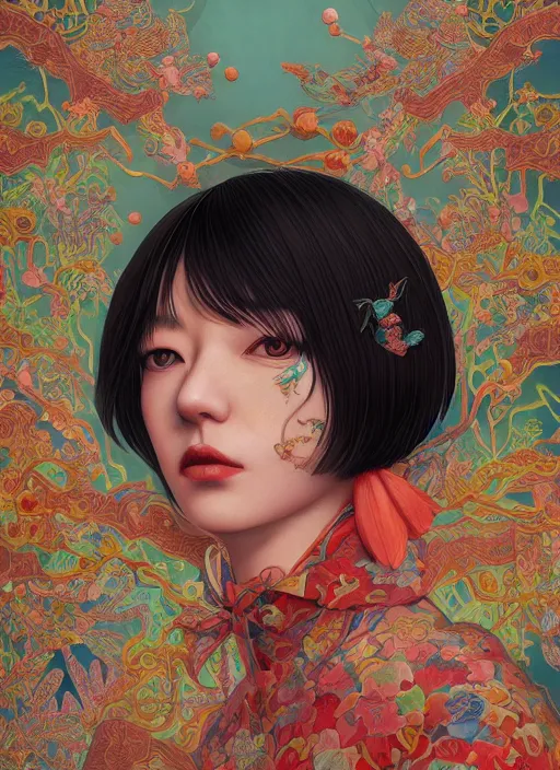Image similar to hitomi kisugi : : by martine johanna and simon stalenhag and chie yoshii and casey weldon and wlop : : ornate, dynamic, particulate, rich colors, intricate, elegant, highly detailed, centered, artstation, smooth, sharp focus, octane render, 3 d