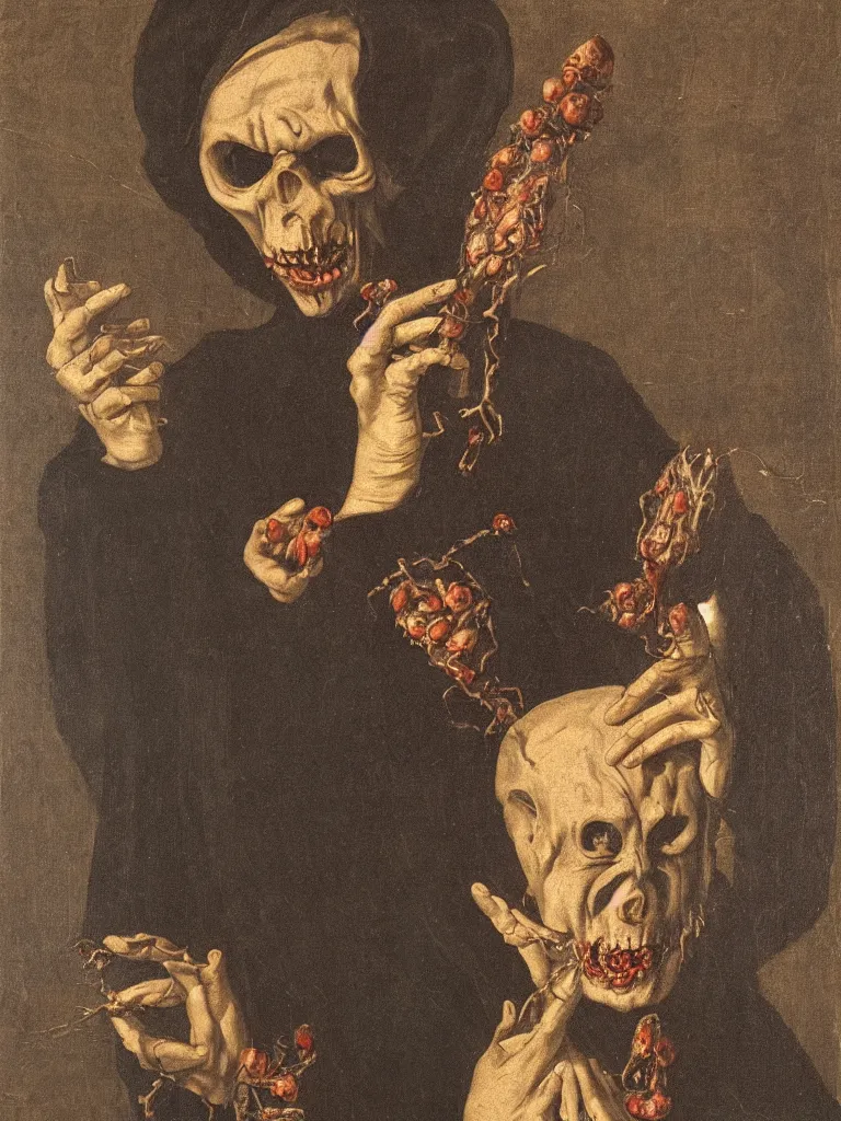 Prompt: Licorice Vampire, a portrait by Alessandro Allori