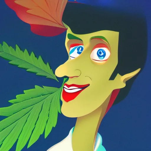 Prompt: cartoon caricature portrait of a character tries cannabis with sensibility. octane 4 k render by eyvind earle, female australian award winning illustration